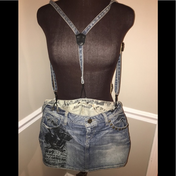 Guess Dresses & Skirts - Guess jean skirt with suspenders/overall  sz 28